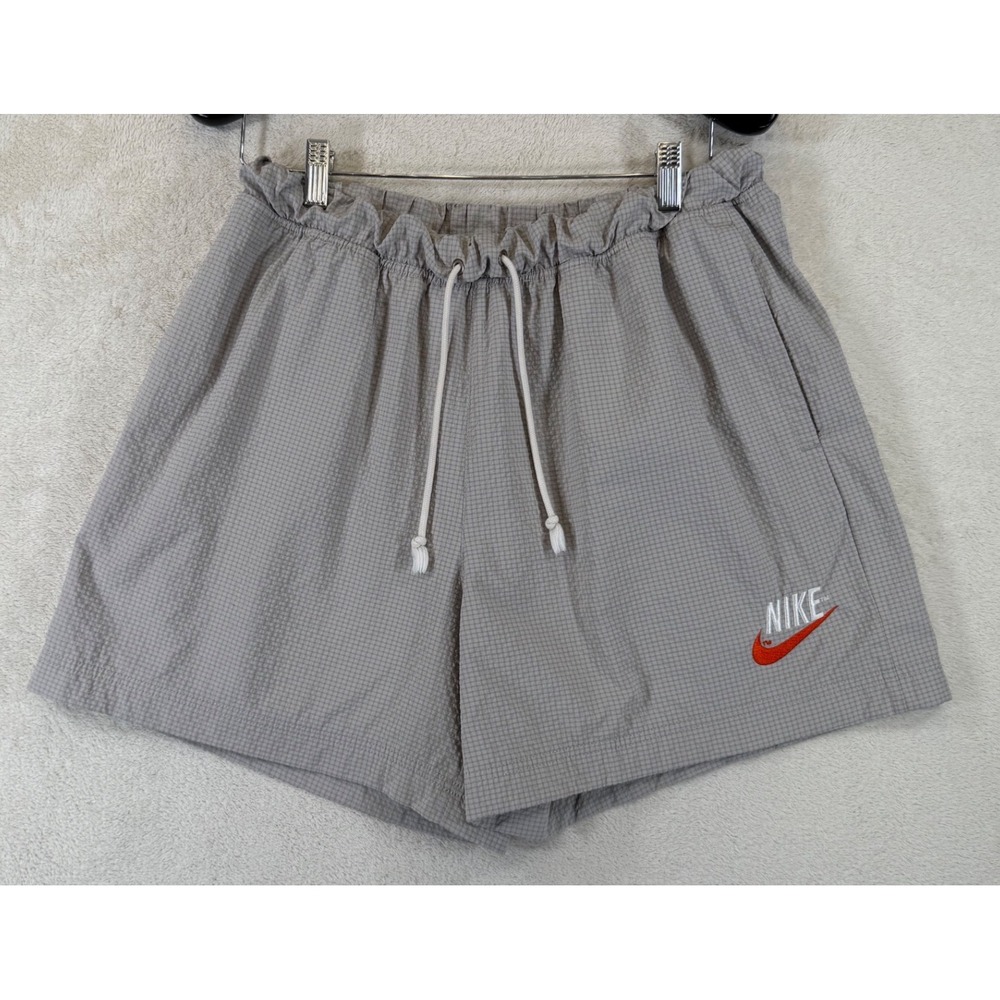 Nike Sportswear lined Woven Grid Shorts Light Iron Ore Grey DM5281-012‎ Sz M